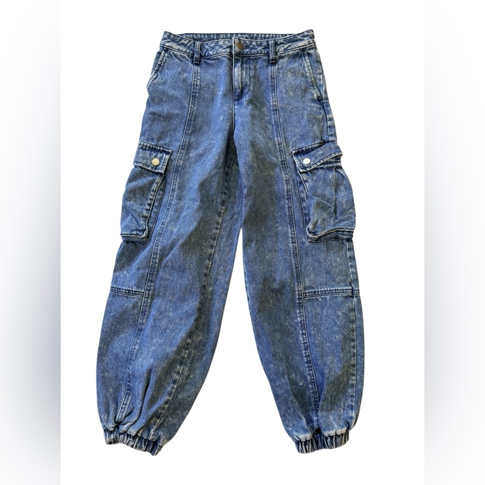 Future Collective Barrel x Kahlana Barfield Brown Denim Cargo Joggers Sz 0